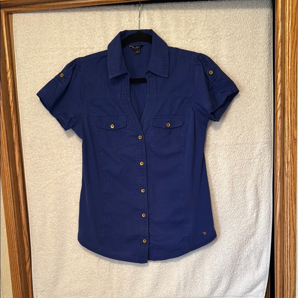 Blue Button-Up Women's Top